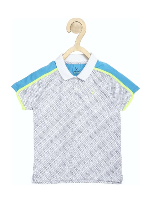 Allen Solly Kids Grey Printed Polo T-Shirt