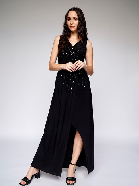 Robes De Soirée Black Prom Dresses For Women Sparkly Sequined Elegant  Vintage Satin Prom Gown Sexy on Luulla