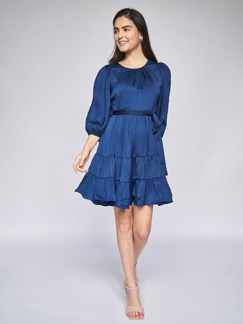 AND Navy Flaired Fit  Fit  & Flare Dress Price in India