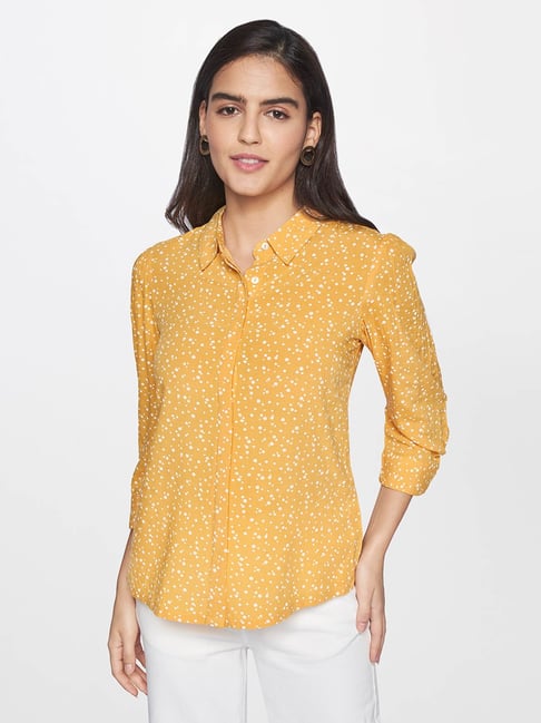 AND Mustard Printed Shirt