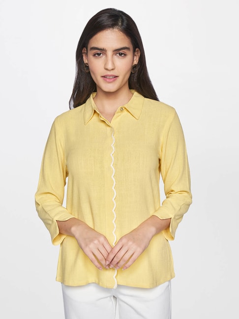 AND Yellow Regular Fit  Shirt Price in India