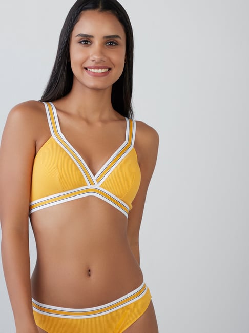 Superstar by Westside Yellow Ribbed Padded Bra Price in India