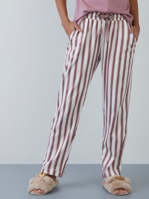Buy Wunderlove by Westside Mauve Striped Pyjamas for Online @ Tata CLiQ