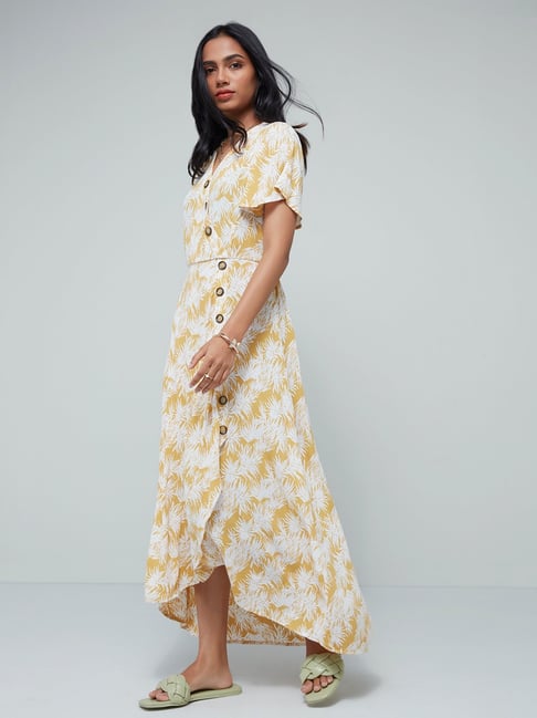 LOV by Westside Mustard Leaf-Patterned Dress Price in India