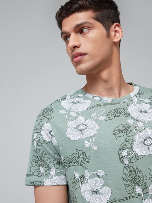 Buy ETA by Westside Sage Floral Printed Slim-Fit T-Shirt for Online ...