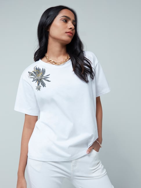 Buy LOV by Westside White Draky T-Shirt for Online @ Tata CLiQ
