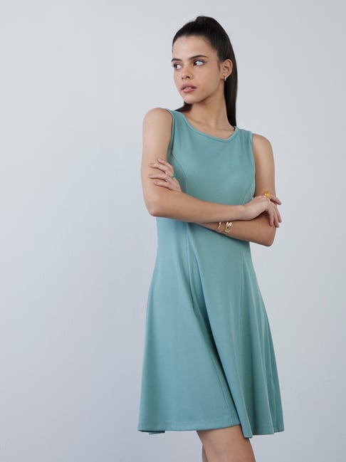 Nuon by Westside Teal Ribbed Cori Dress Price in India