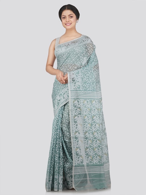 Pinkloom Blue Cotton Woven Saree Price in India