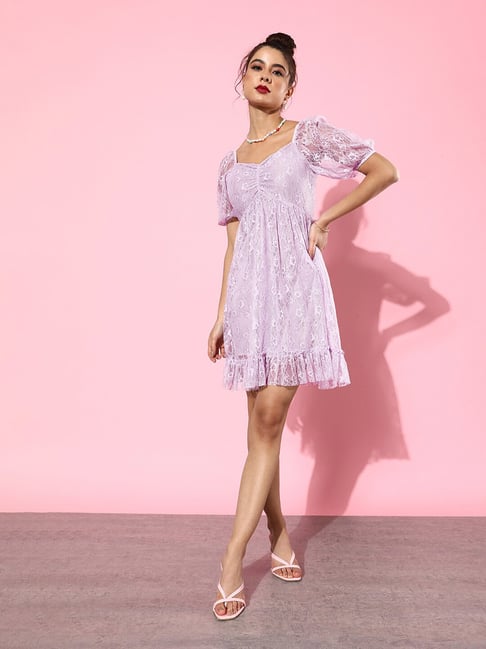 Style Quotient Violet Self Design Peplum Dress Price in India