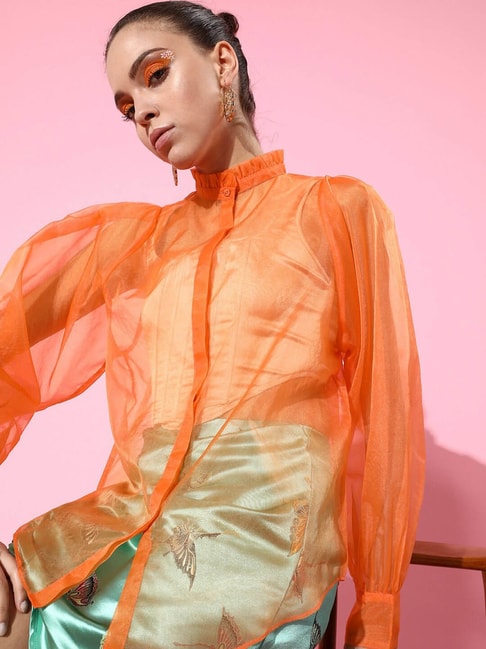 Style Quotient Orange Full Sleeves Shirt Price in India