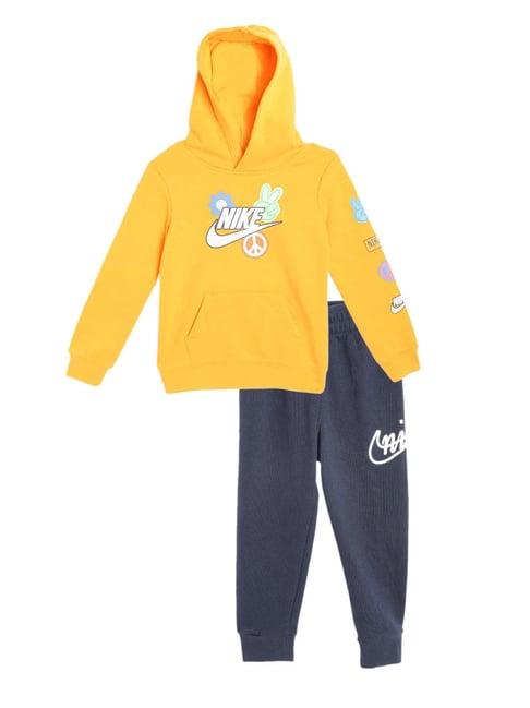 Buy Nike Kids Yellow Navy Printed Sweatshirt with Joggers for