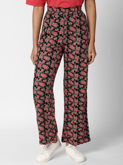 Forever 21 Black Floral Print Parallel Trousers