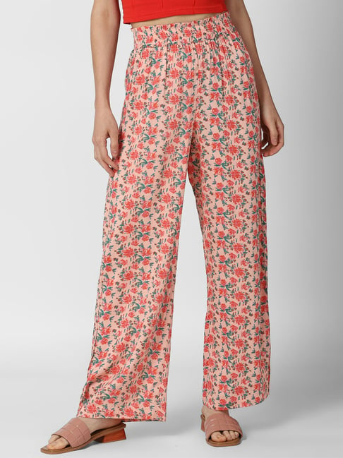 Petite Premium Floral Satin Wide Leg Trousers | Nasty Gal