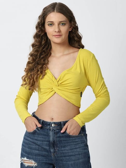 Buy Forever 21 Yellow Regular fit Crop Top for Women Online @ Tata CLiQ