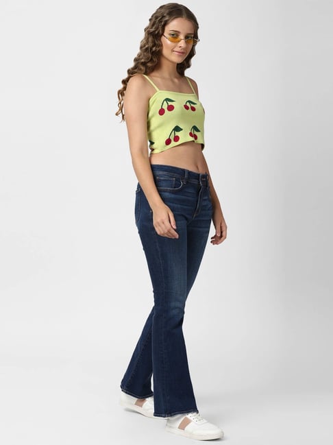 Buy Forever 21 Neon Green Printed Crop Top for Women Online Tata CLiQ