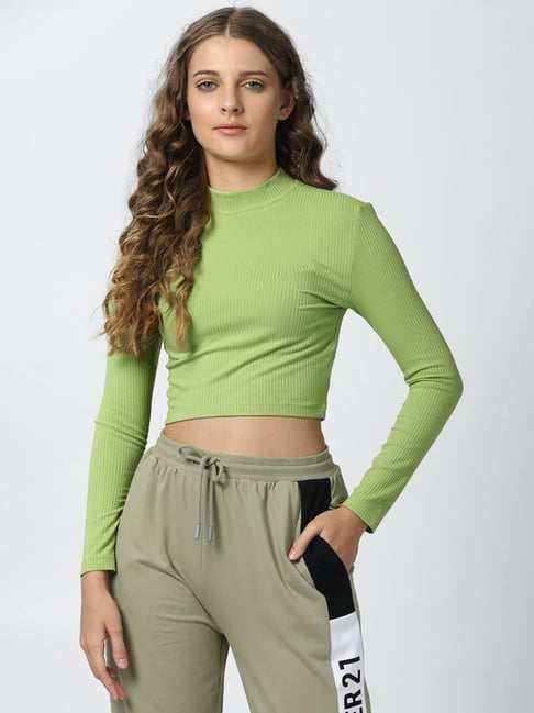 Forever 21 Light Green Regular fit Crop Top Price in India