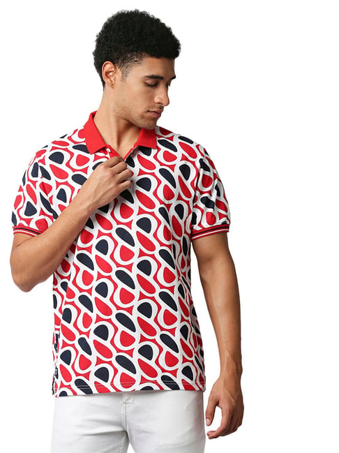 Pepe Jeans Classic Red Printed Polo T-Shirt