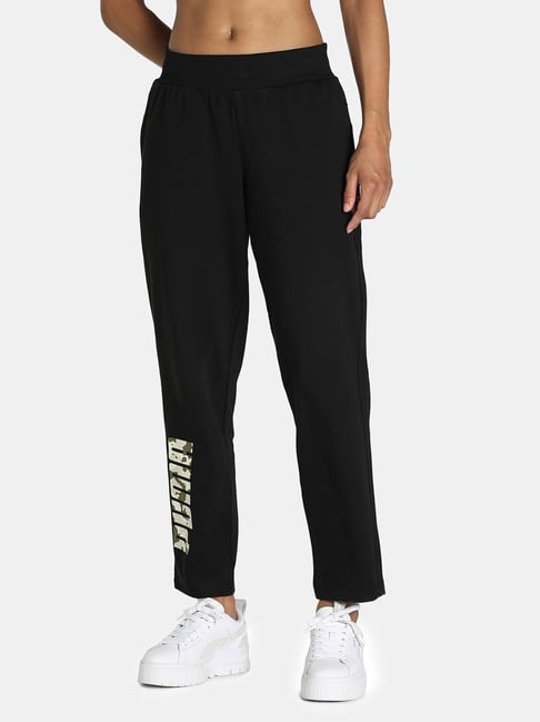 Puma  Black Graphic Print Trackpants