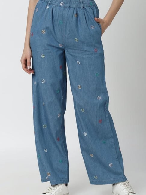 Forever 21 Blue Printed Jeans