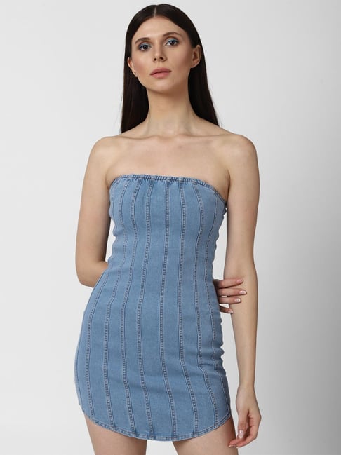 Forever 21 Blue Regular Fit A Line Dress Price in India
