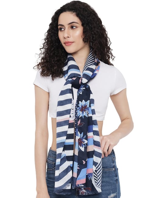Buy Trend Arrest Blue Printed Scarf for Women's Online Tata CLiQ