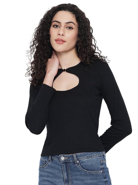 Trend Arrest Black Full Sleeves Top Price in India