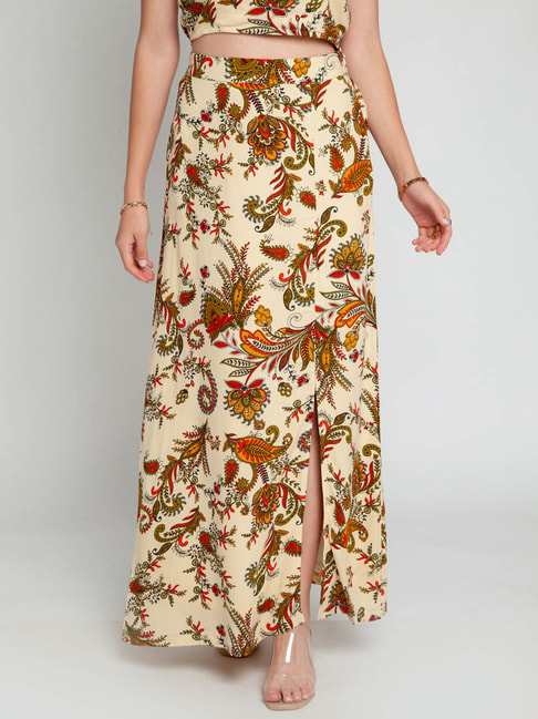 Zink London Off White Printed Circular Skirt Price in India