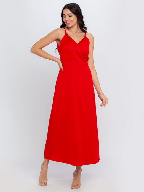 Zink London Red Maxi Slip Dress Price in India