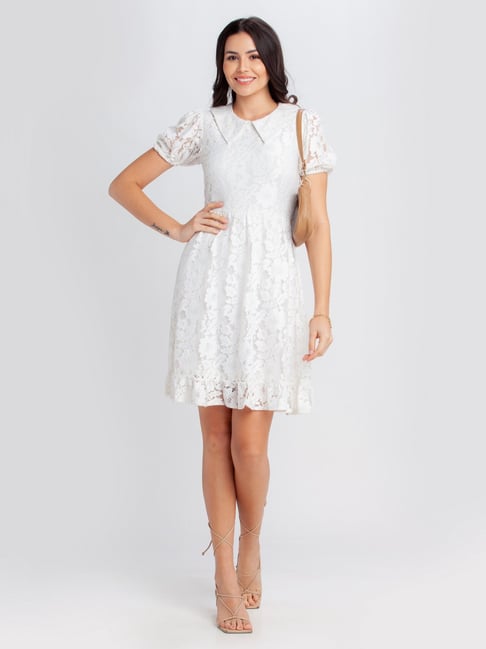 Laura Lace Fitted Dress - Off White - Eleven Oaks Boutique