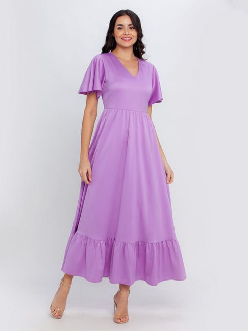 SASSAFRAS Women Maxi Purple Dress - Buy SASSAFRAS Women Maxi Purple Dress  Online at Best Prices in India | Flipkart.com