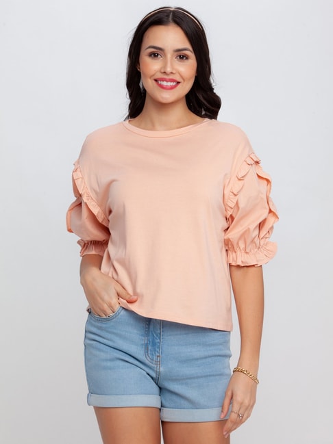 Zink London Peach A-Line Top Price in India