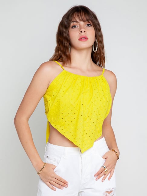 Zink London Yellow Crop Top Price in India