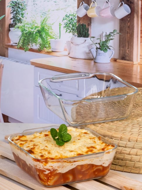 Roxx Transparent Glass Square Baking Dish - Set of 2 (500ml)