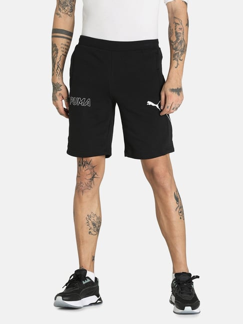 Puma Black Cotton Printed Regular Fit Shorts-picture-41