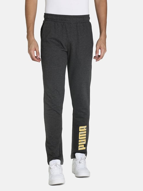 Puma Grey Cotton Printed Slim Fit Track Pants