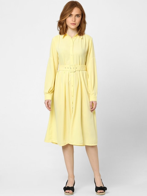 Vero Moda Lemon Yellow Regular Fit Tunic Dress Price in India