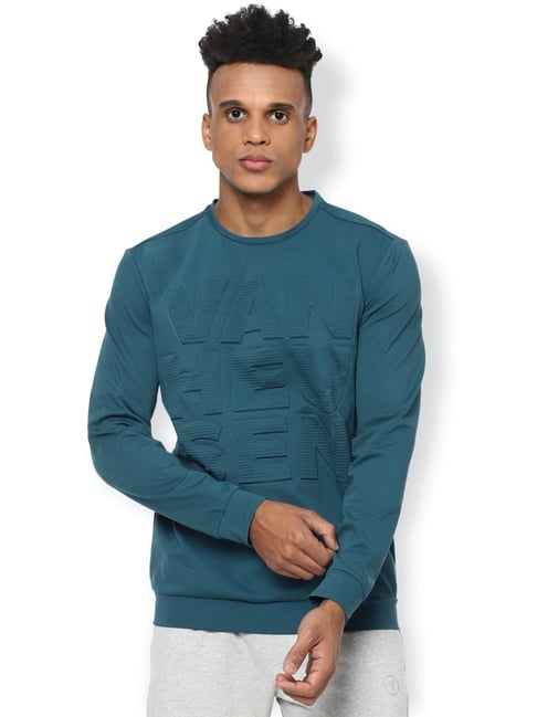 Buy Van Heusen Blue Regular Fit Self Pattern Sweatshirts for Mens