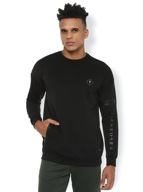 Van Heusen Black Regular Fit Printed Sweatshirt