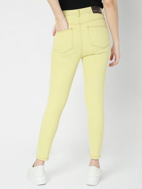 Vero Moda Lime Green Distressed Skinny Fit Jeans