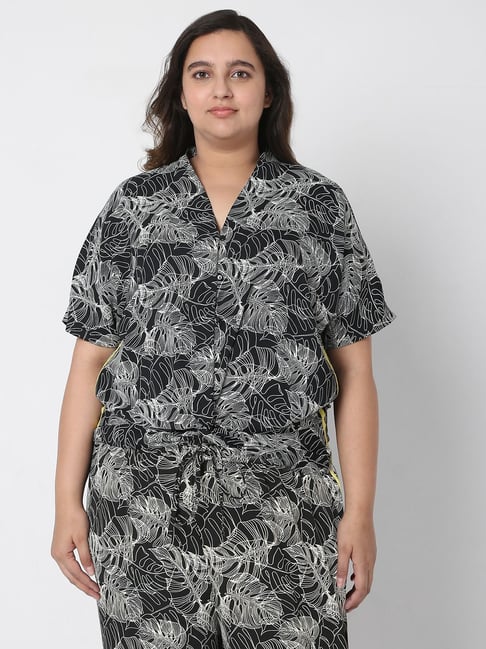 Vero Moda Curve Black & White Printed Top Price in India