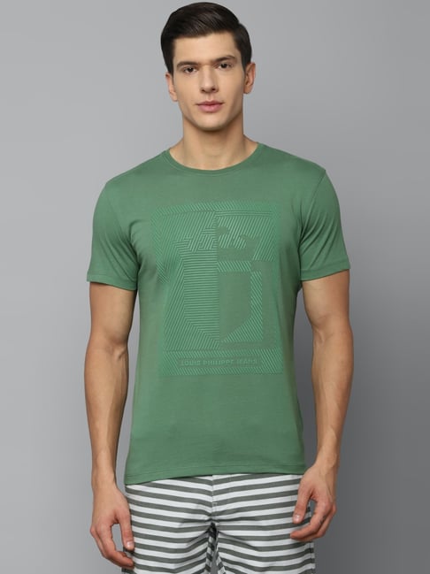 Buy Louis Philippe Green Cotton Slim Fit T-Shirts for Mens Online @ Tata  CLiQ