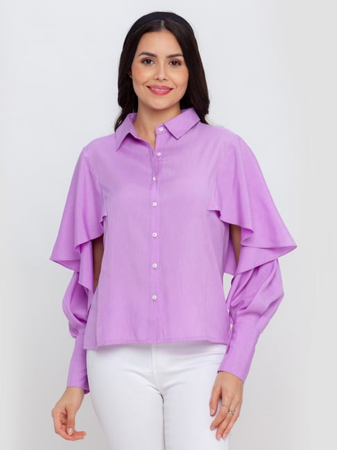 Zink London Purple Regular Fit Shirt Price in India