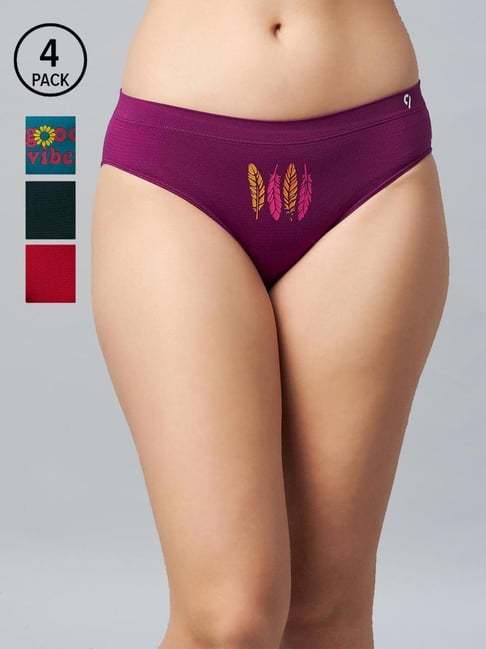 Buy C9 Airwear Multicolor Printed Panty (Pack of 4) for Women