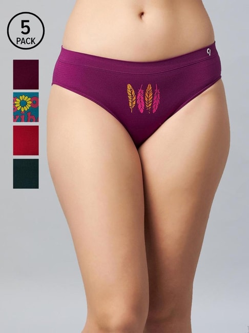 Buy C9 Airwear Multicolor Printed Panty (Pack of 5) for Women