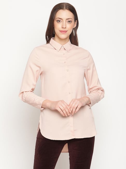 METTLE Peach Regular Fit Shirt Price in India