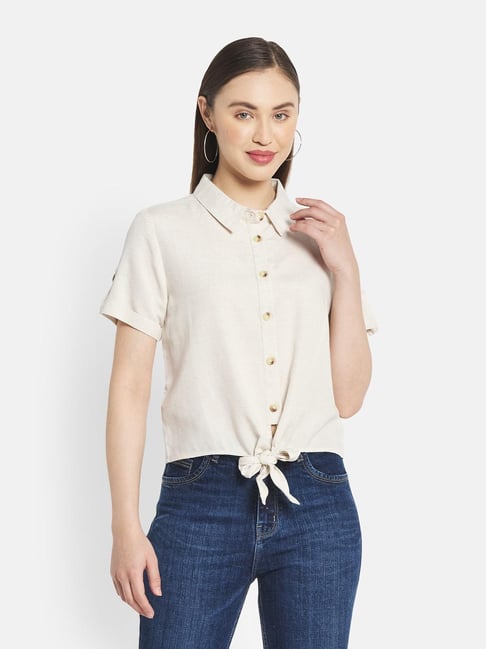 METTLE Off White Regular Fit Shirt Price in India