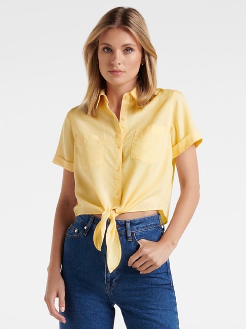 Forever New Yellow Regular Fit Shirt Price in India