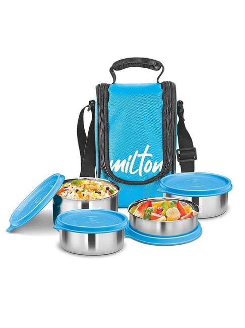 Buy Milton TASTY LUNCH-4 Stainless Steel Lunch Pack With Bag, Blue Online  at Best Prices in India - JioMart.