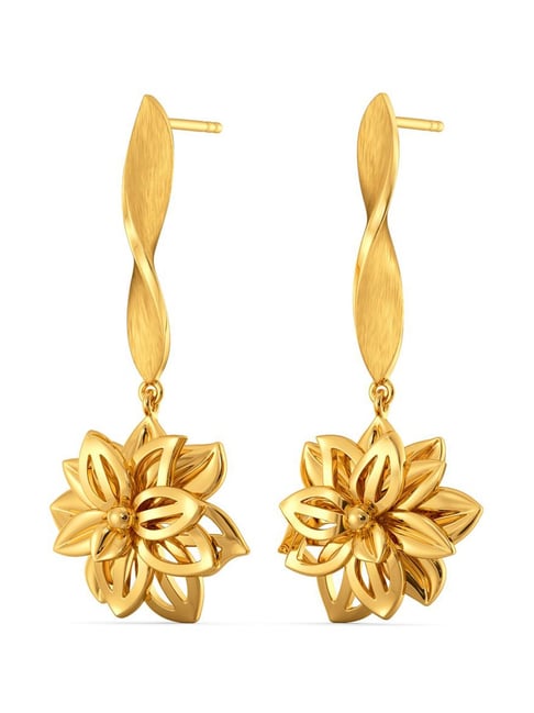 Buy Latest Dangler Earrings Gold Flower Design One Gram Gold Plated Earrings