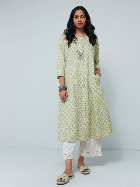 Utsa by Westside Green Floral Printed A-Line Kurta Price in India